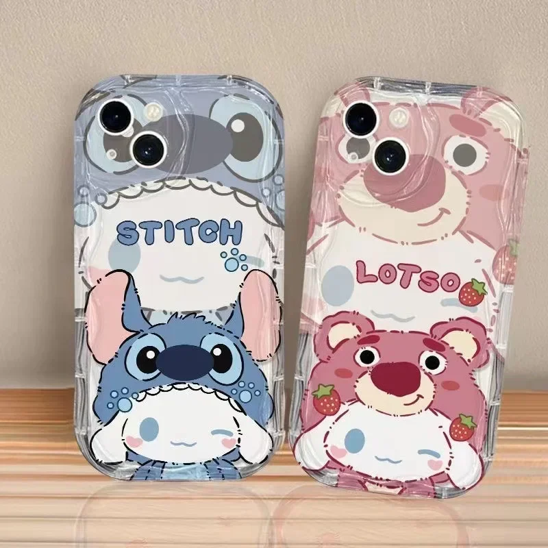 Sanrio Anime IPhone Case Cinnamoroll Transparent All-inclusive Kawaii Cartoon Case Wear-resistant and Anti-fall Cute Girly Heart