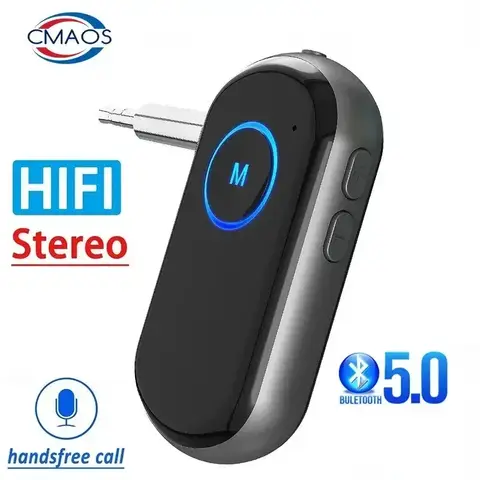 CMAOS Bluetooth Receiver 5.0 AptX LL 3.5mm AUX Jack Audio Wireless Adapter for Car PC Headphones Mic 3.5 Bluetooth 5.0 Receptor