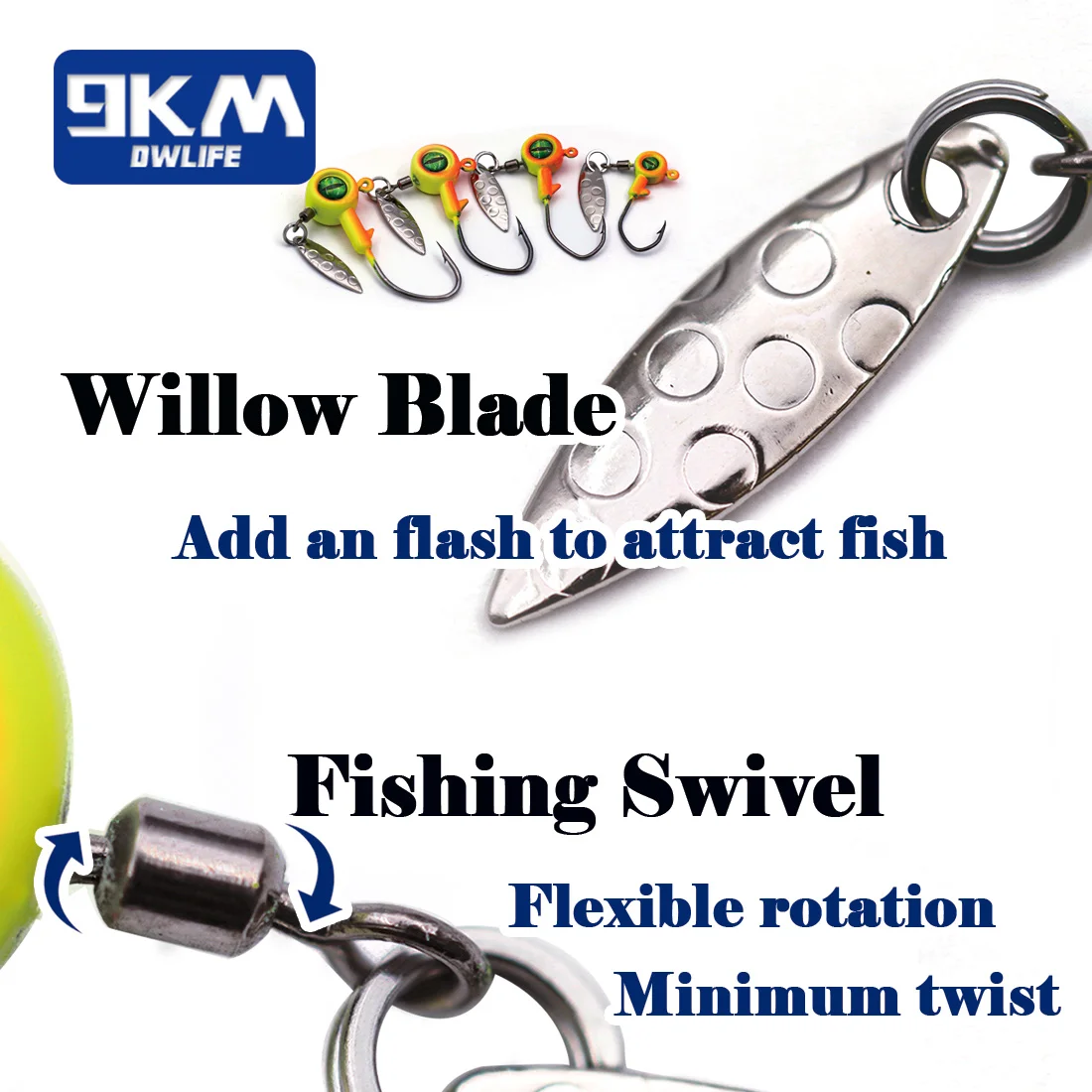 Angeln Jig Kopf Haken mit Spinner - Underspin Crappie Angeln Jig Kopf mit Weide Klinge Angeln Köder Haken Salzwasser Süßwasser – Detail 4