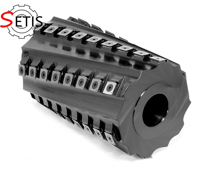 SETIS Indexable Spiral Cutterhead Helical Cutter Head With R150 carbide inserts for Woodworking Jointer Planer Moulder Shapers