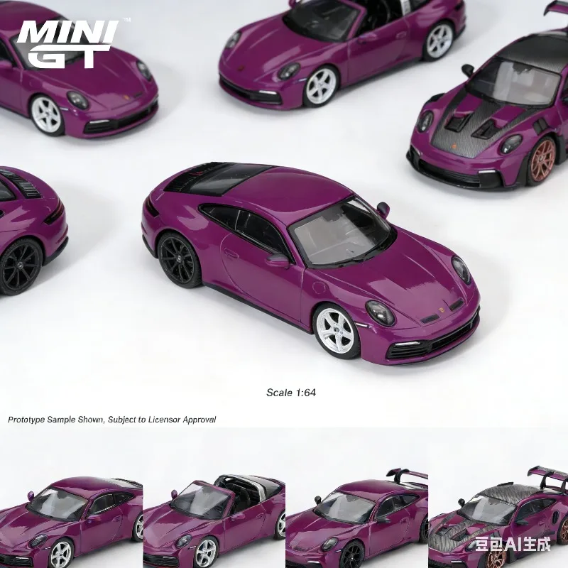 

MINI GT 1:64 911 (992.1) Rubystone Set - Cast-pressed realistic alloy car model. Boys' gift toy collection piece.