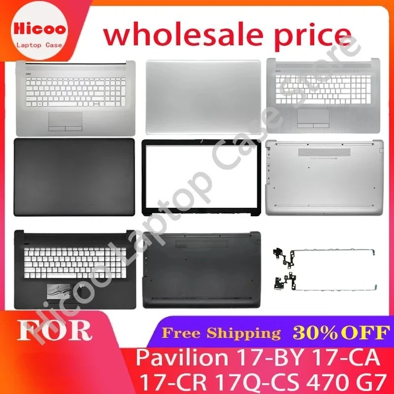 New Laptop LCD Back Cover/Bezel/Palmrest Upper Keyboard/Bottom Case For HP Pavilion 17-BY 17-CA CR 17Q-CS 470 G7 Silvery Black