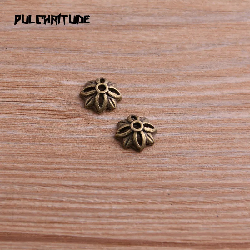 60pcs 4*11*11mm Two Color Bead Caps Charm Hollow MINI Flower Pendants Jewelry Accessories DIY Receptacle Charms