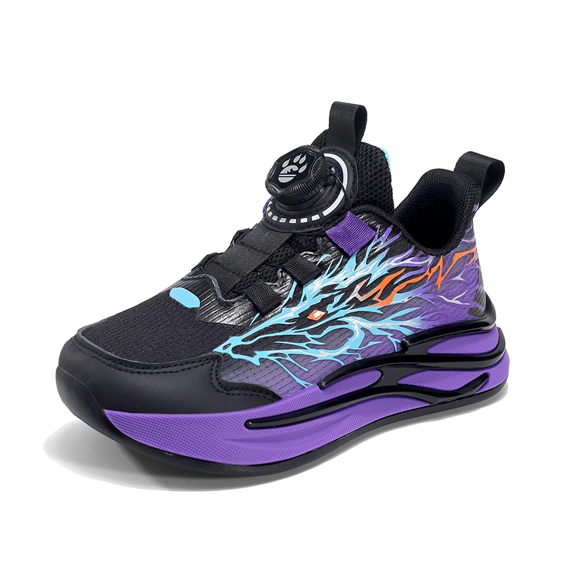 Design Boys Basketball Shoes Children Sports Shoes Fashion Luxury Non-slip Kids School Sports Shoes for Boy Leather Sneaker