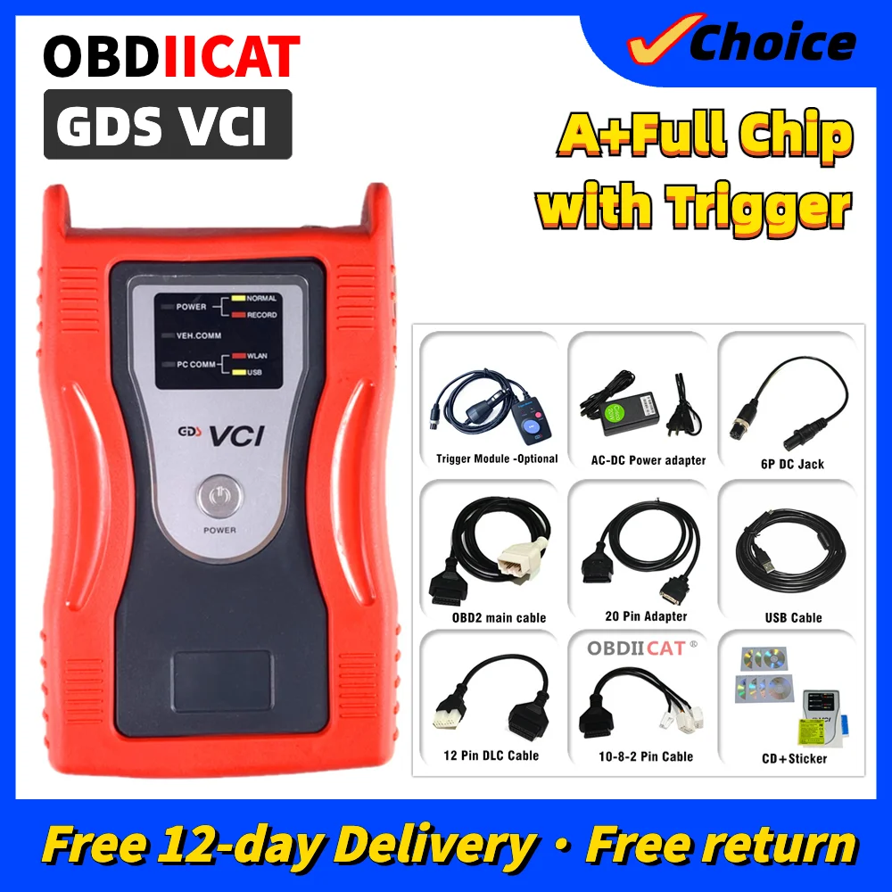 Diagnostic Scanner  OBD2 Car Tool For K---IA Hyu--ndai OBDIICAT US/EU Version GDS VCI with Trigger Module Connector Flight