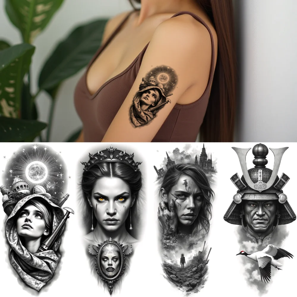 12 pièces tatouage temporaire tatouages temporaires réalistes loupe homme éclipse solaire pour adultes hommes bras
