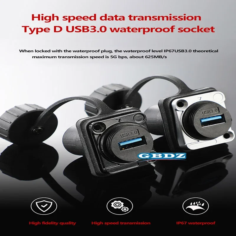 D-نوع مقاوم للماء USB 3.0/2.0 تمرير مزدوج في الهواء الطلق مجلس تركيب USB تمديد كابل لرسو السفن الطيران أنثى ميناء IP67 التوصيل