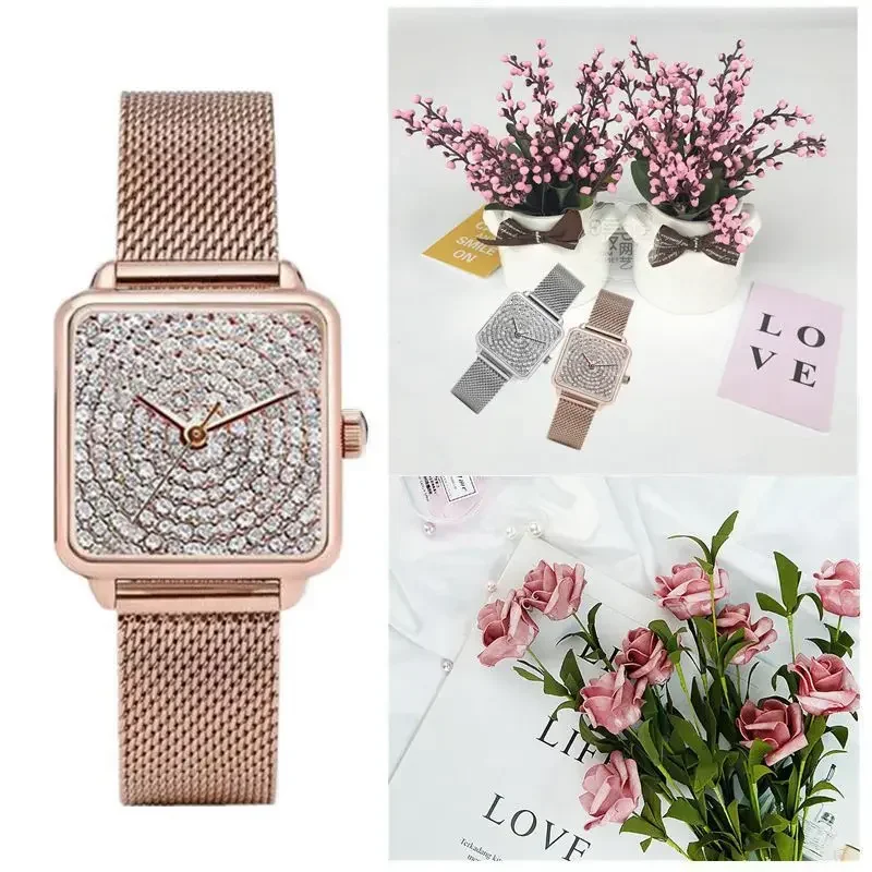Orologi da donna di lusso Orologi al quarzo quadrati di moda delle migliori marche per donna Cinturino con fibbia magnetica Orologio da donna elegante reloj mujer