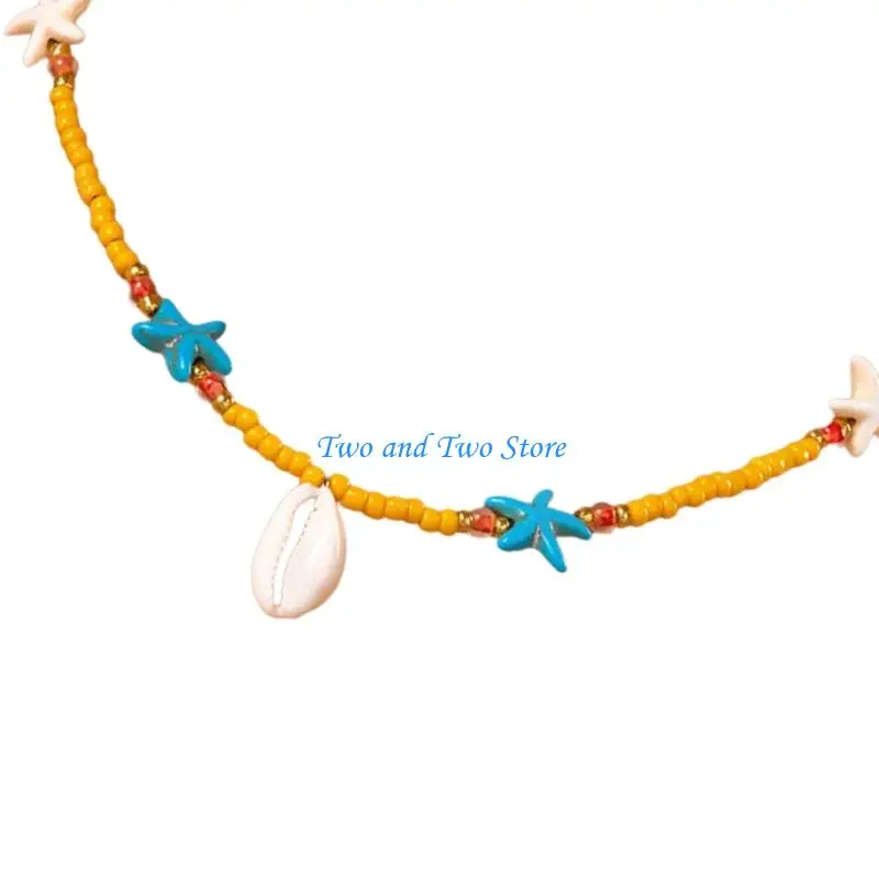 

HX6F Fashionable Beaded Necklace Featuring Ocean Designs Ornament for Trendy Adults