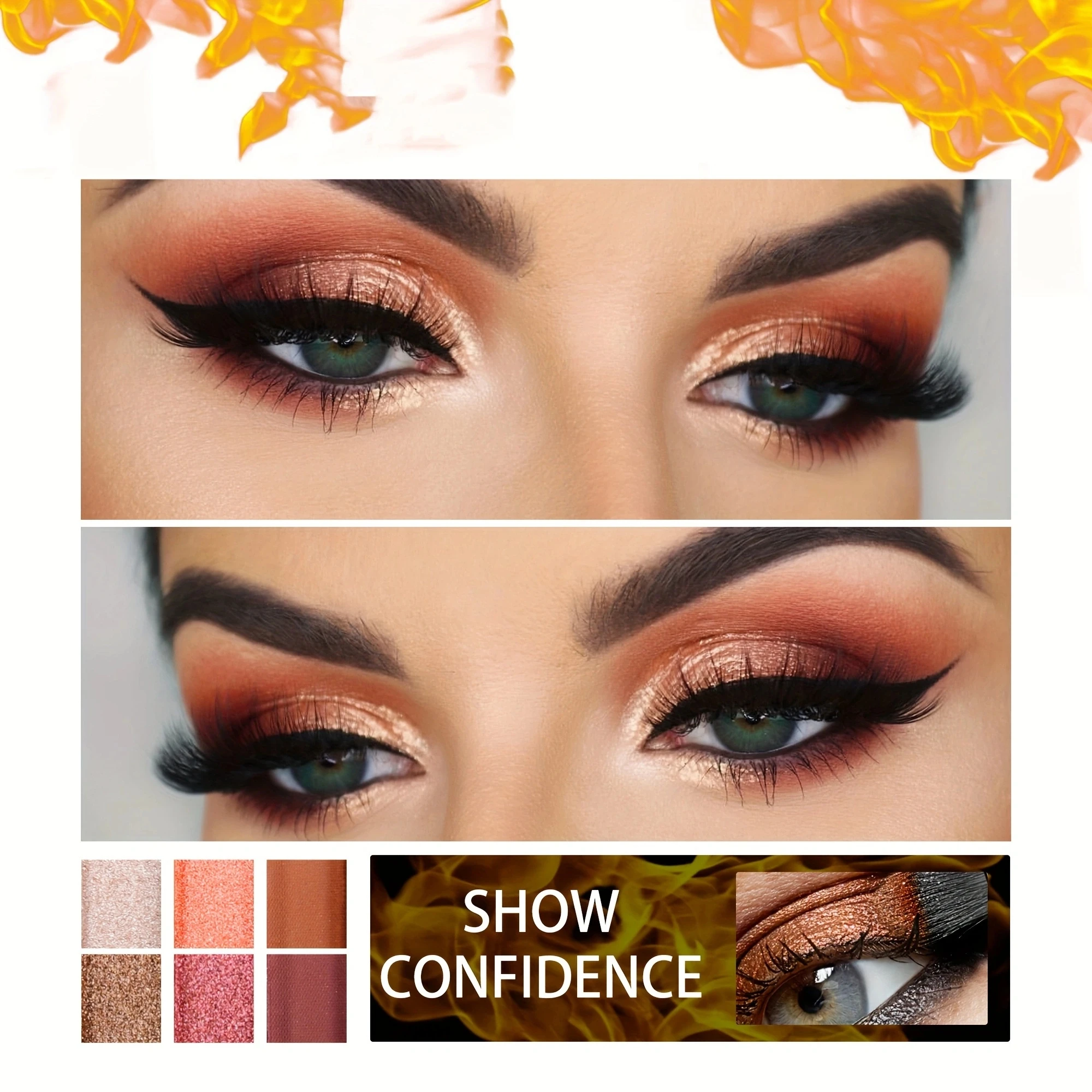 12 colors warm and bright eyeshadow palette with shimmer glitter and matte finish - long-lasting makeup with mirror and matching