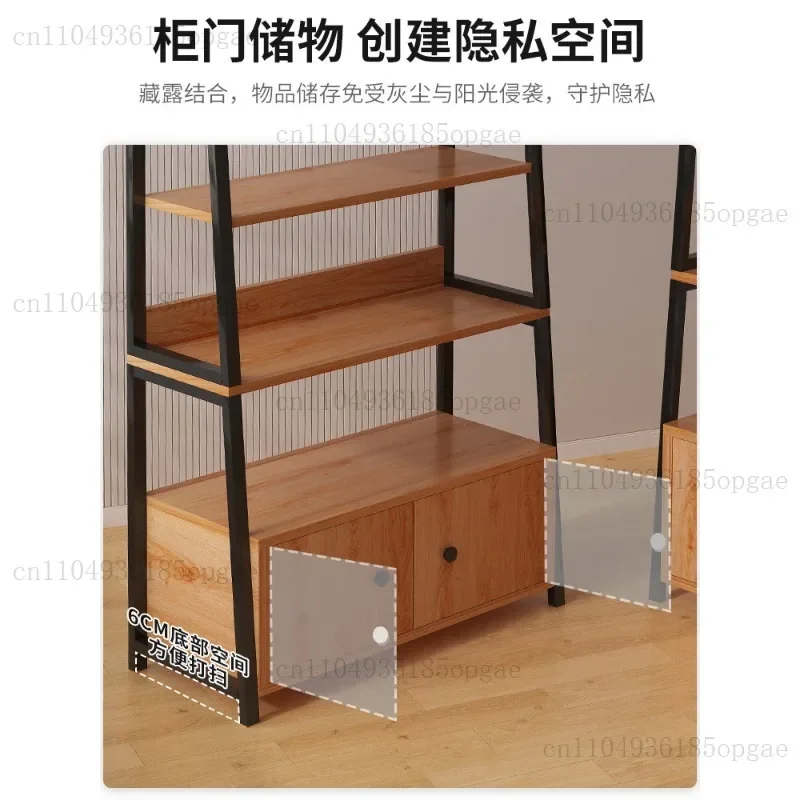 

Multi-layer shelf Floor storage rack with cabinet door Storage display rack Household cabinet Multifunctional trapezoidal