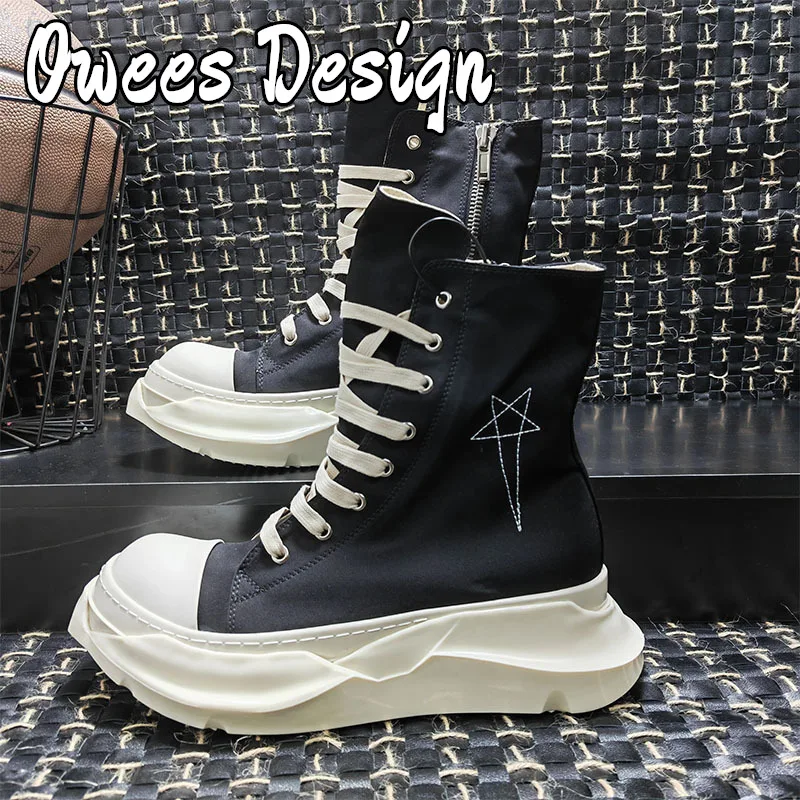 

Owees Design Original High Top Ankle Canvas Shoes Men Thick Sole Lace Up Women Flats Sneakers Luxury Designer Sneaker Ro Boots