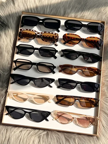 [Pc de calidad] Juego de gafas de moda mixtas para mujer de 8 piezas/14 piezas/monture negro chic, carey y leopardo/un regalo perfecto para la familia