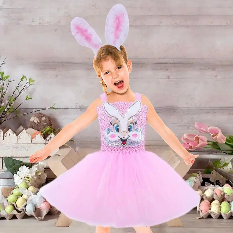 Easter Rabbit Dress Sleeveless Bunny Costume Tutu Dress Bunny Costume Tutu Dress-Up Clothes For Little Girls