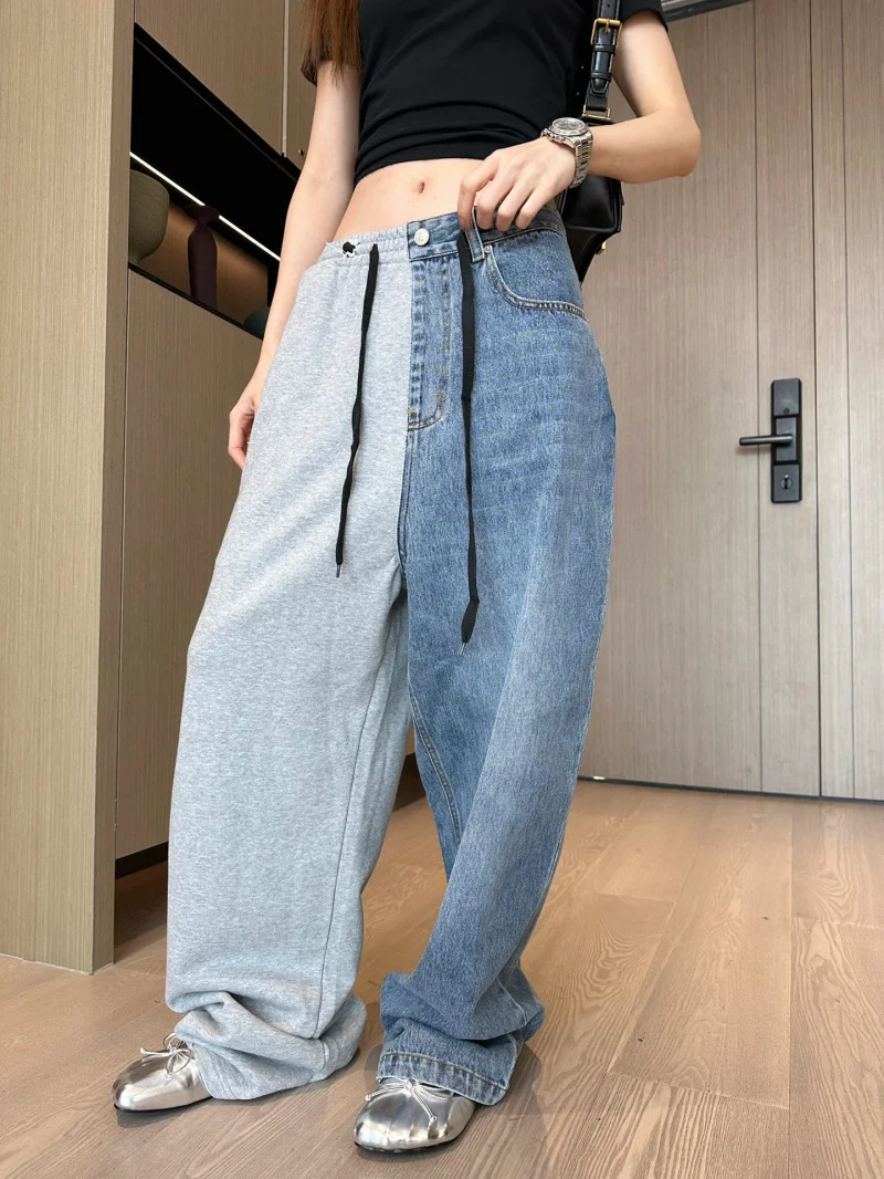 

Street style women's pants are fashionable, loose, casual, slimming, versatile, spliced, waist cinching, straight leg pants