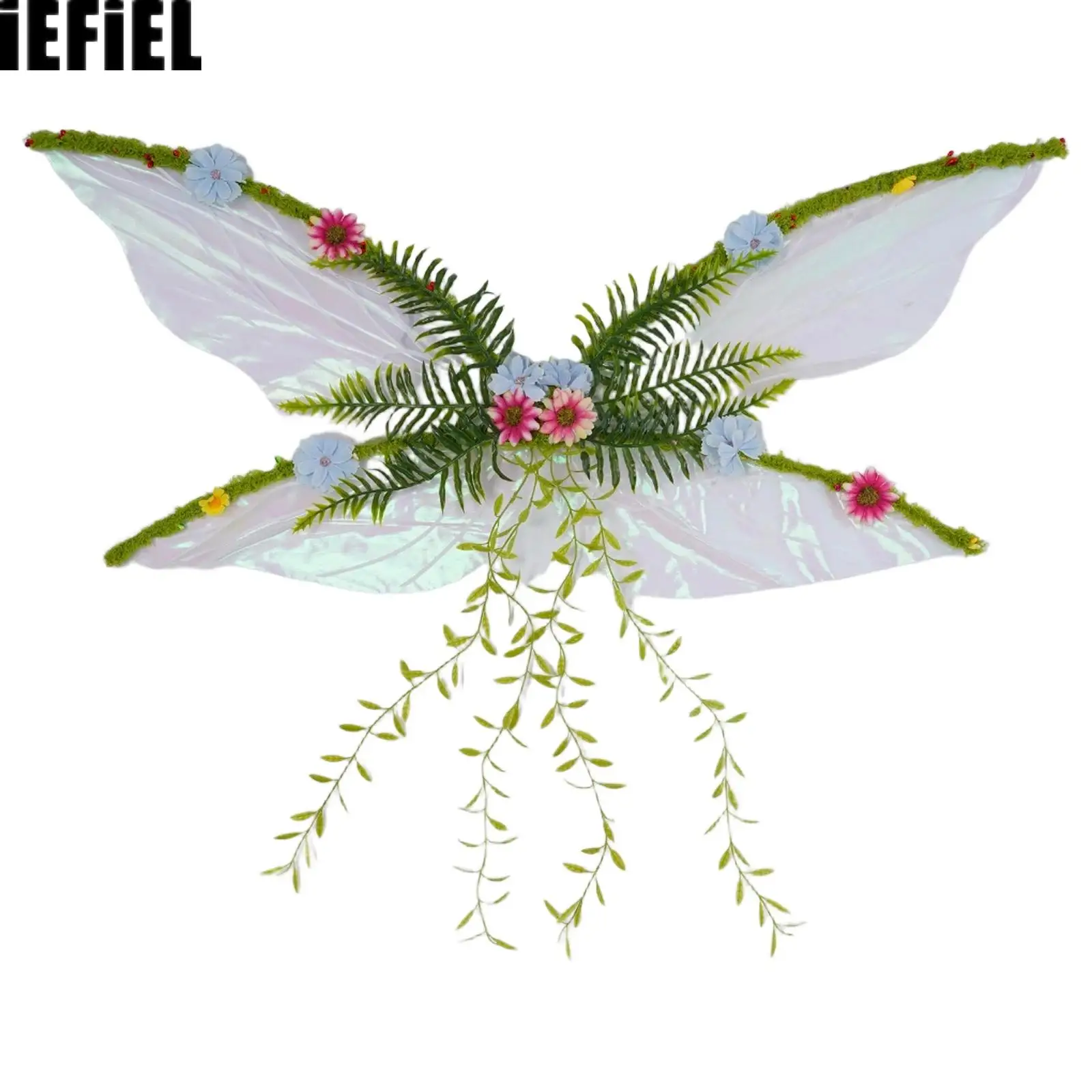 

Butterfly Wings Mother Nature Costume Woodland Elf Wings with Artificial Flowers Leaves for Halloween Cosplay