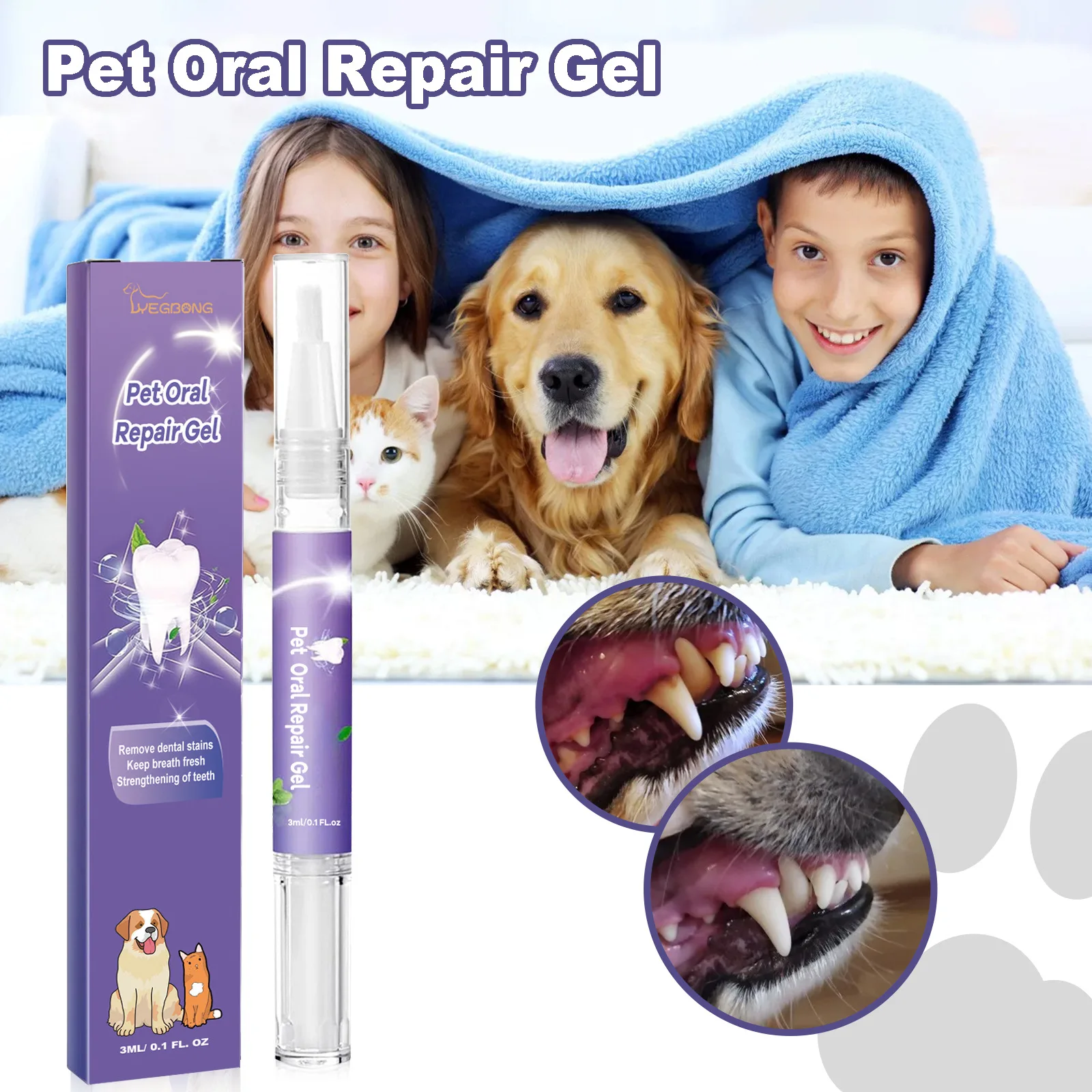 Pet Oral Repair Gel Natural Teeth Cleaning Tools Dog Grooming Toothbrush Cats Breath Freshener Dental Stain Cleaning Pen