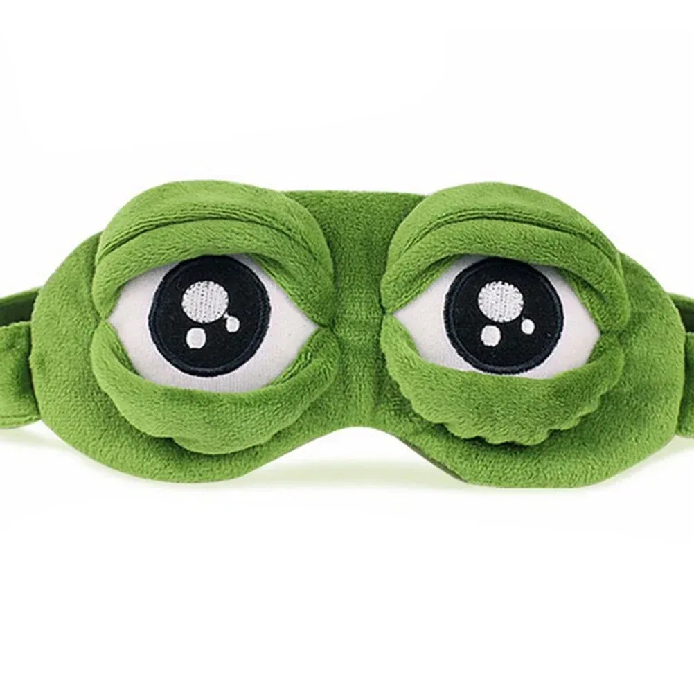 Masque de sommeil 3D Sad Frog pour hommes et femmes, bandeau pour les yeux portable, couverture naturelle pour le sommeil, patch pour les yeux d'ombre, bandeau pour les yeux de voyage doux