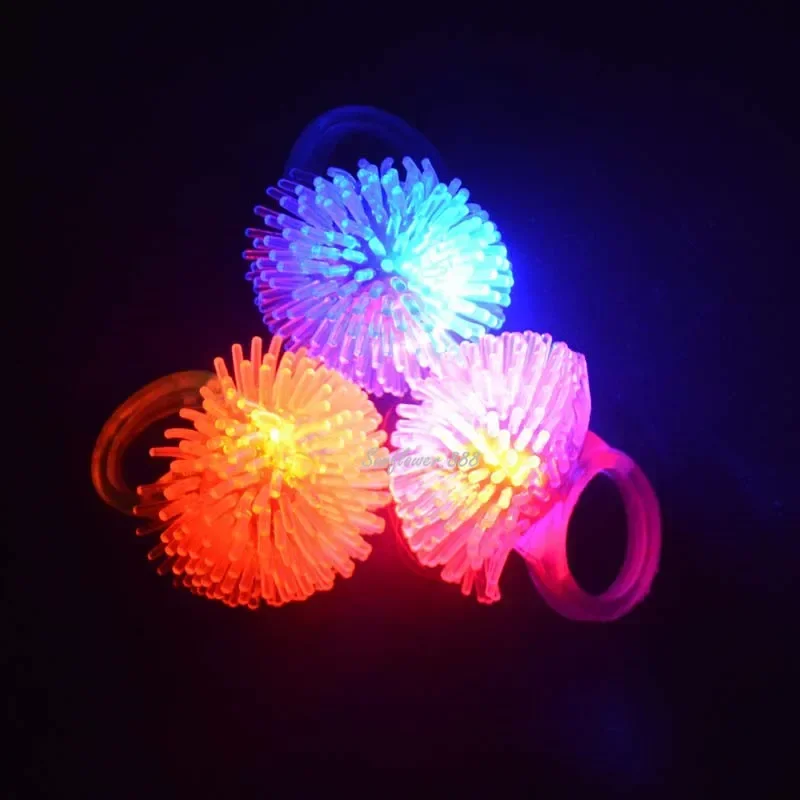 24pcs LED Light Up Jelly Rings Bulk Glow Party Favor - Blinking Flashing for Bar Wedding Festival Christmas Halloween