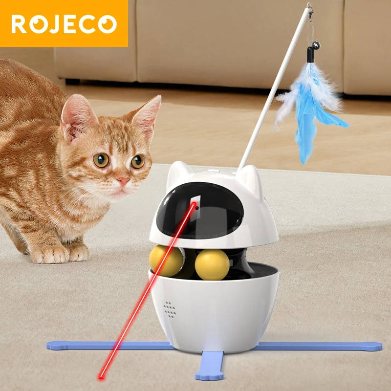 

ROJECO 3 In 1 Interactive Cat Toys Smart Replaceable Feather Toy With Roller Balls For Cats Play Indoor Pets Novelty Toys