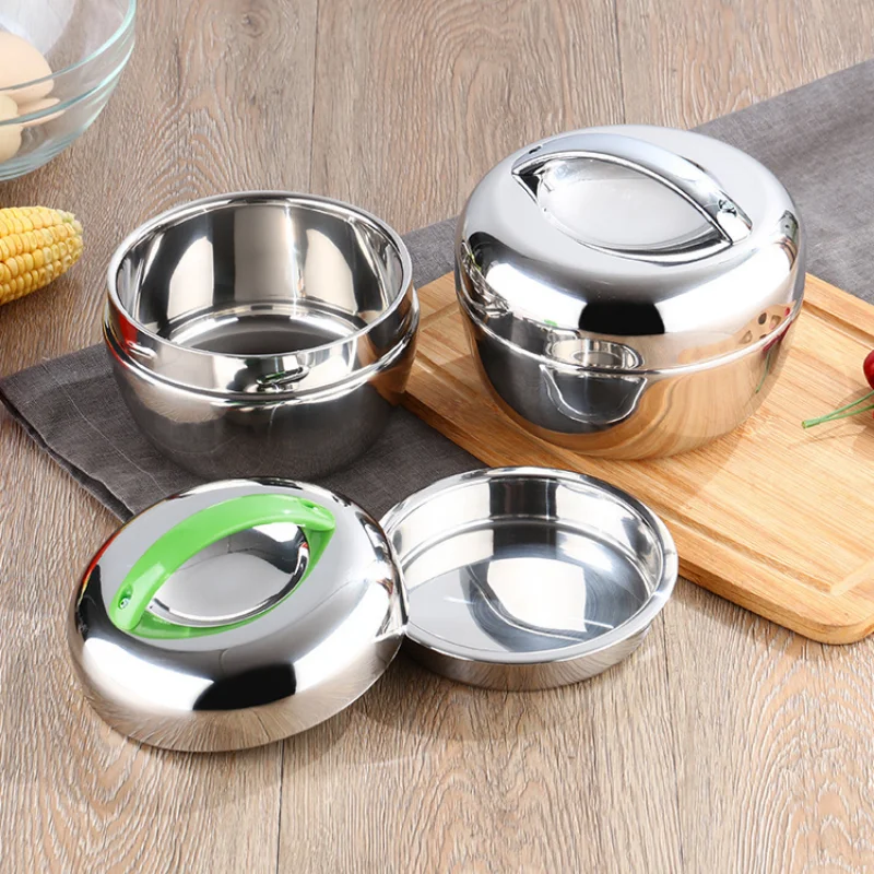 LUSQI 0.8L/1L Thickened Double-Layer Stainless Steel Apple Lunch Box Heat Preservation Portable Lunch Box Work Students