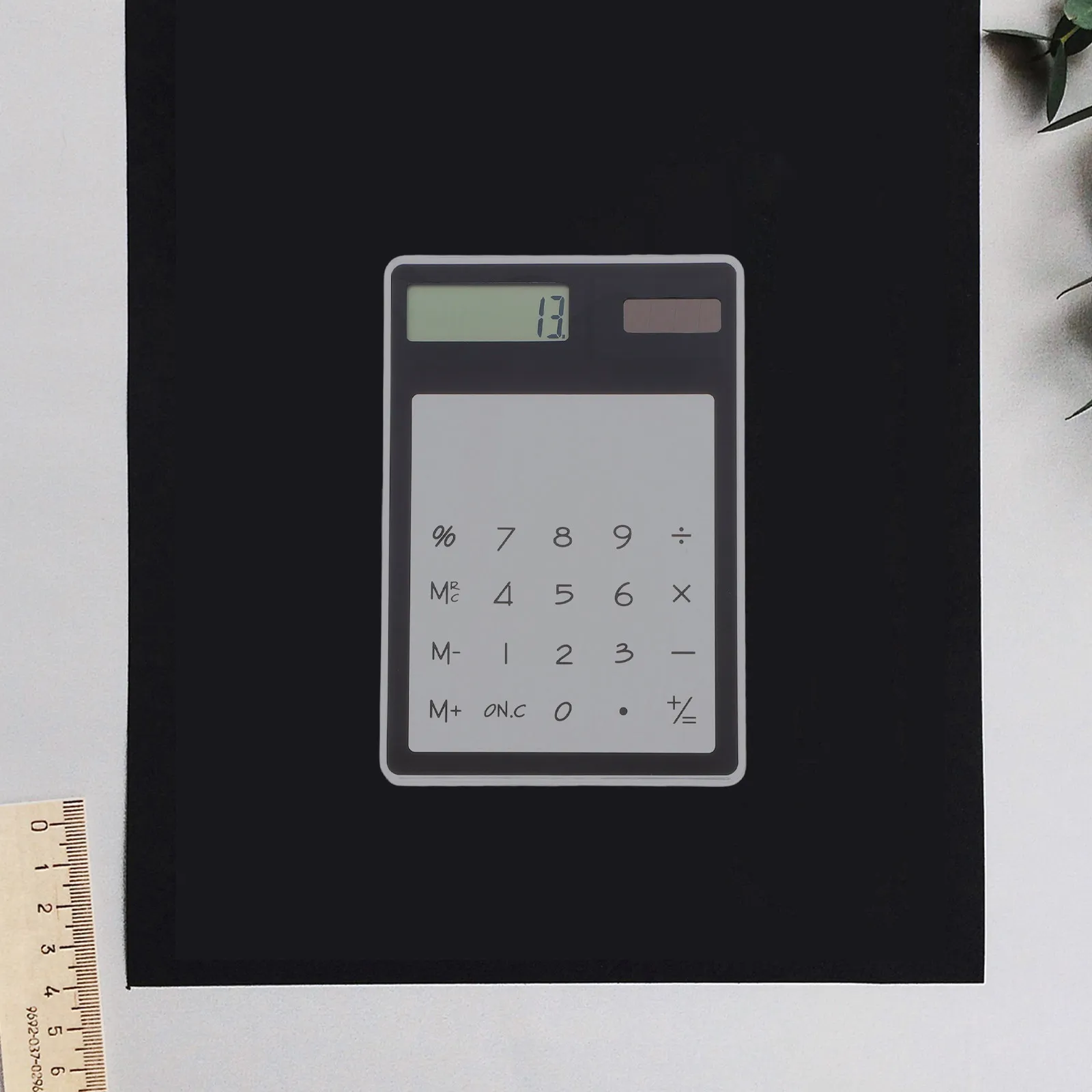 

8 Digit Solar Powered Calculator Black Transparent Touch Panel Convenient Handheld Desktop Calculator for Students