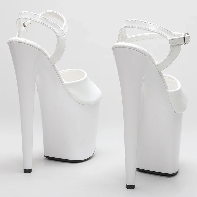 Leecabe 20cm/8inch Shinny White style high heel sandals  sexy model shoes pole dance shoes