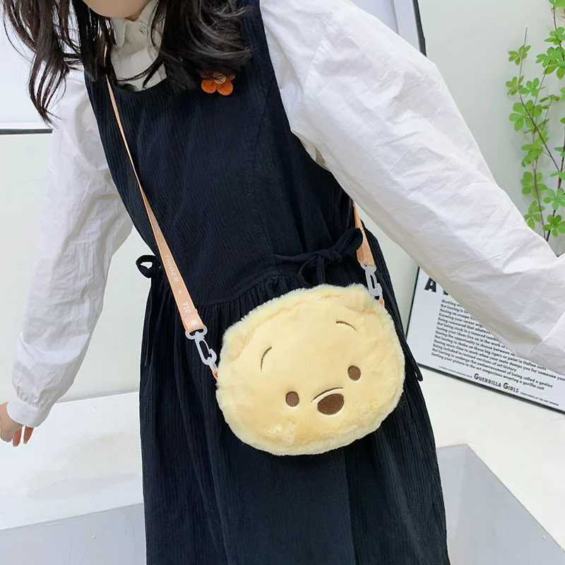 MINISO Disney Mickey Strawberry Bear Cartoon Handbag Winnie The Pooh Cute Creative Messenger Bag Storage Bag