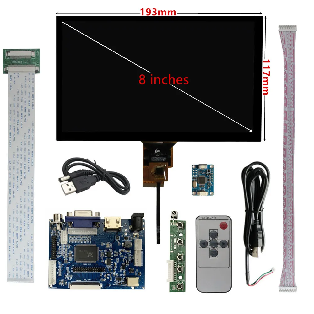 8 Inch Multipurpose Portable Monitor LCD Display Screen HDMI-Compatible VGA AV Driver Control Board Digitizer Touchscreen