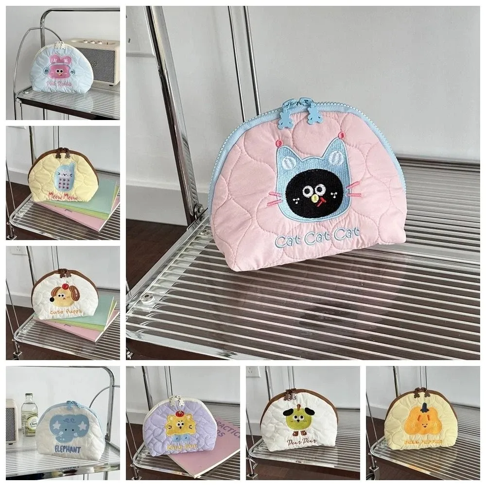 المحمولة متعددة الوظائف التطريز حقيبة مستحضرات التجميل يده جرو أحمر الشفاه حقيبة صغيرة PP القطن العناية بالبشرة حقيبة التخزين النساء