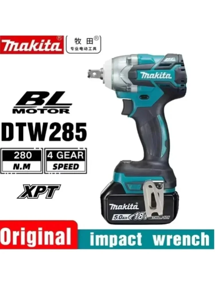 Makita DTW285 18V Bürstenloser Akku-Schlagschrauber 280N·m Hochdrehmoment 4-Gang Elektroschrauber mit XPT-Schutz für Autoreparatur, Bau und industrielle Wartung