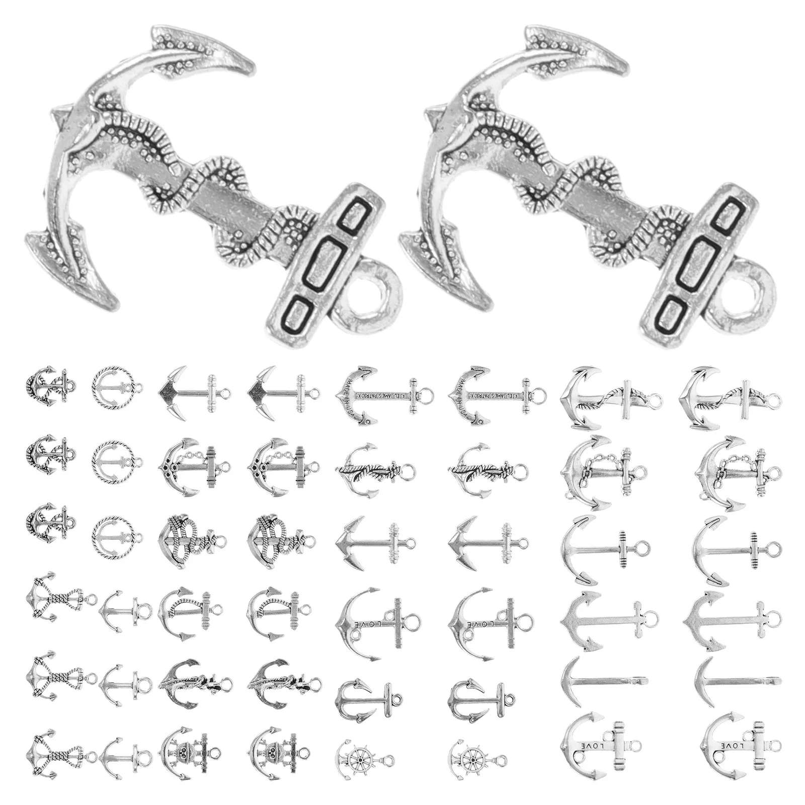 50 PCS Creative Accessories Retro Diy Pendant Beads Vintage Decor Boating Jewelry Anchor Keychain Supplies - view 5