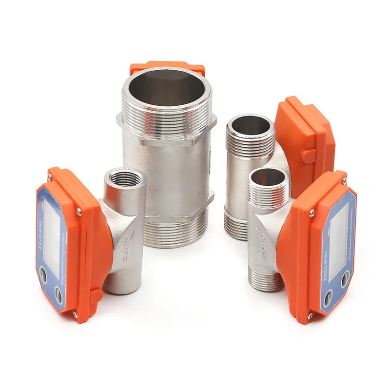 

Digital Turbine Stainless Steel Water Flow Meter Battery Powered with LCD Display Total Flow and Flow Counter