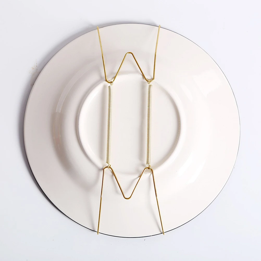 

10 set Invisible Dish Display Stand 10Inch Wall Mounted Spring Hook Plate Rack Transparent Cover Home Office Shop Metal