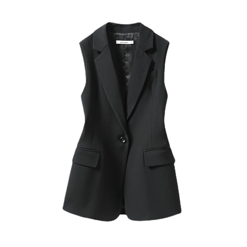 

Women Suit Vests Elegant Women's V-Neck Business Vest Sleeveless Waistcoat for Office Commute Style Solid Color Single-breasted