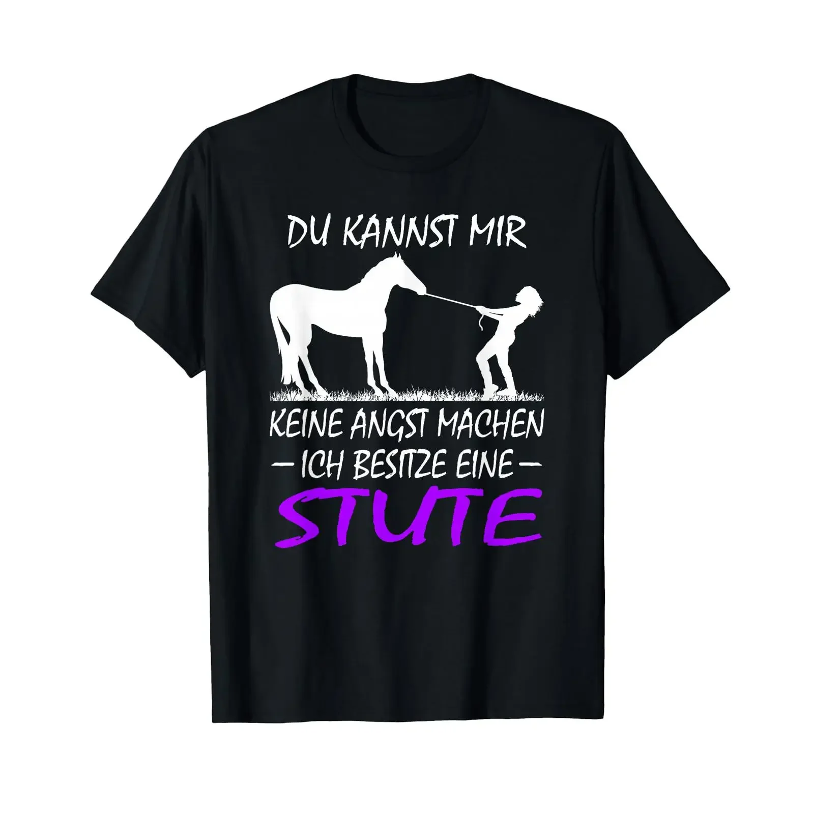 T Shirt with German Text quot Ich besitzeine Pferde Mare vintage Washed Versatile Soft fashion graphic streetwear