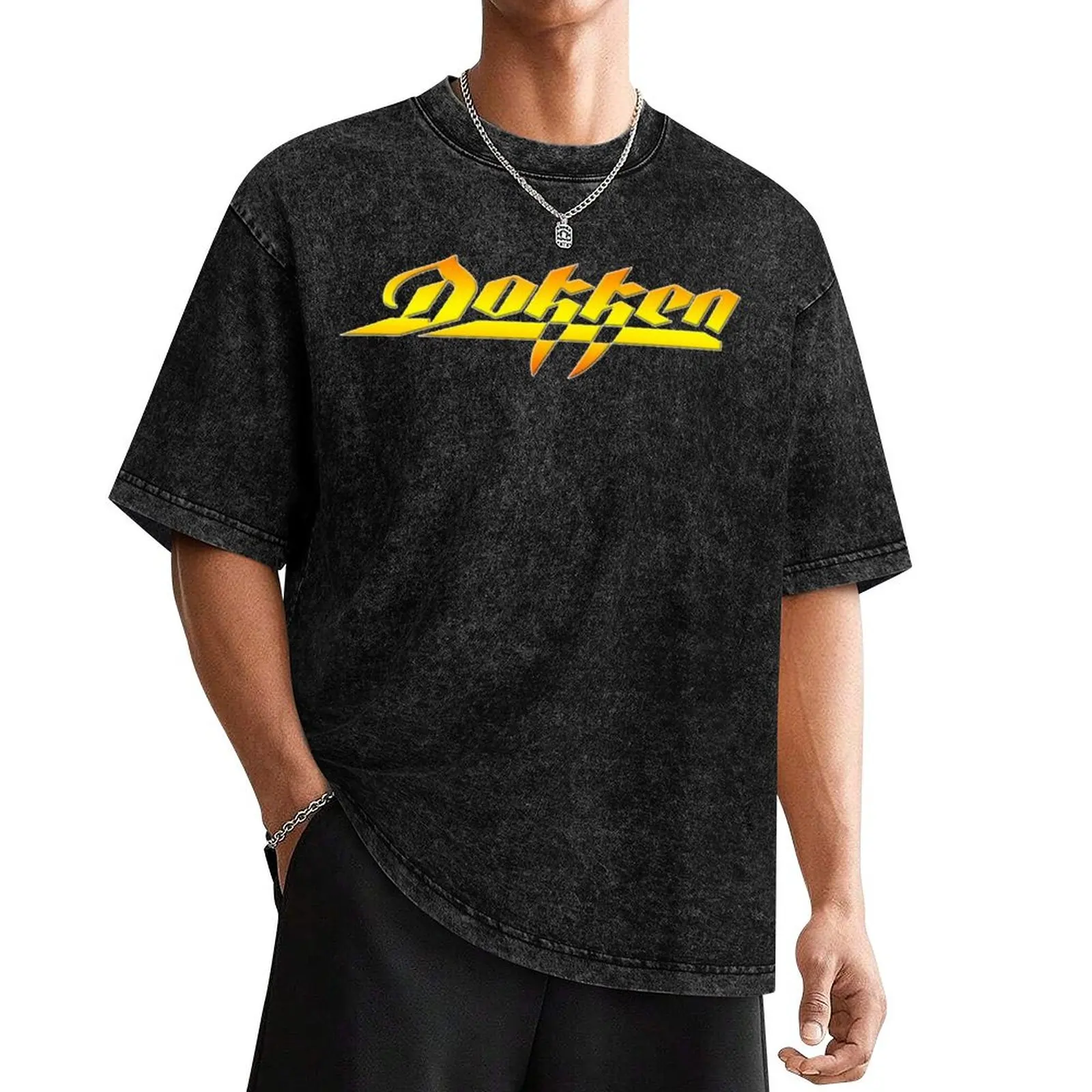 DOKKEN MERCH yellow T-Shirt cheap stuff aesthetic clothes mens plain t shirts