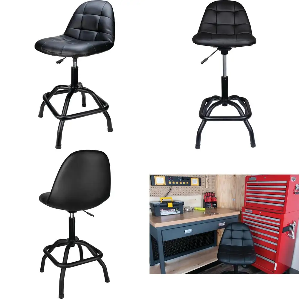 w85031 pneumatic high back adjustable swivel bar stool with back support for home, bar, and shop, black, 26-32-inches high