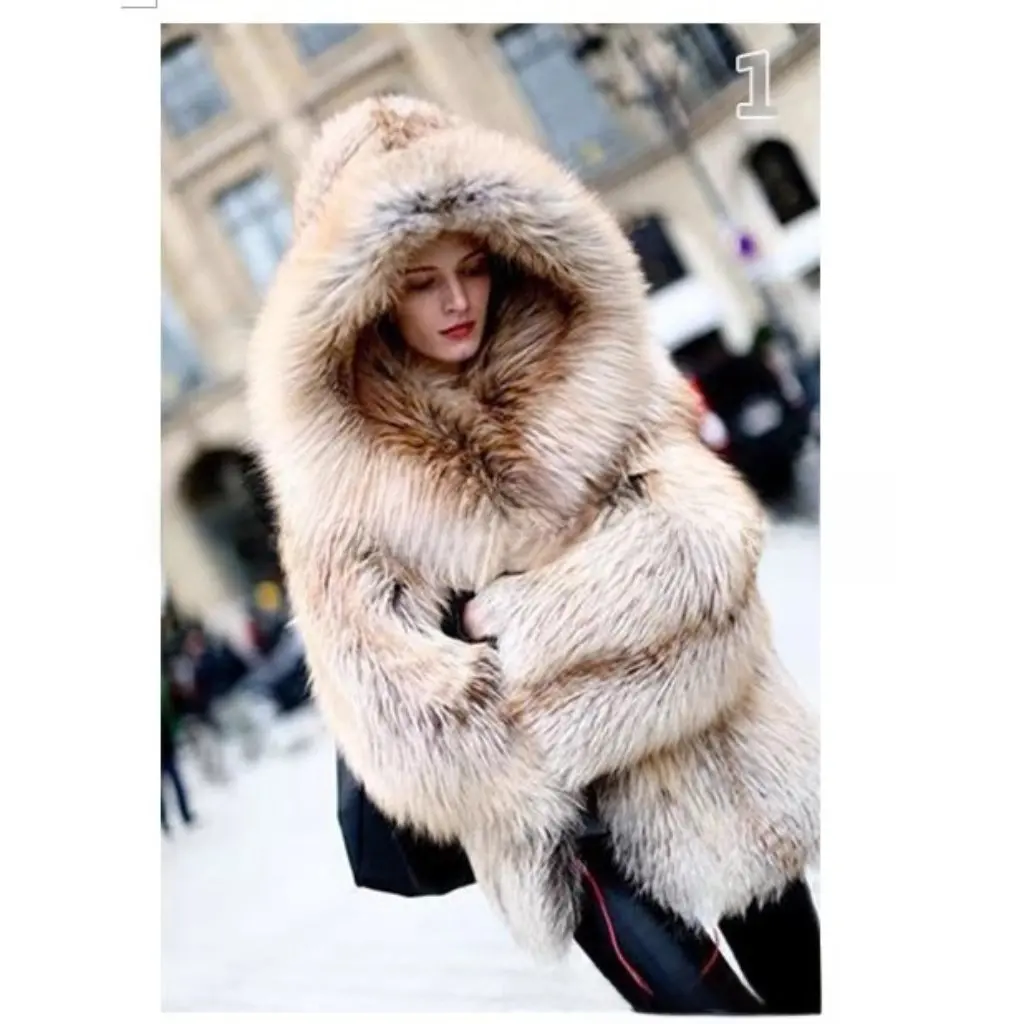 

Women's Hooded Imitation Fox Fur Jacket Trendy Fashion Tassel Detail New Best-Selling Outerwear for