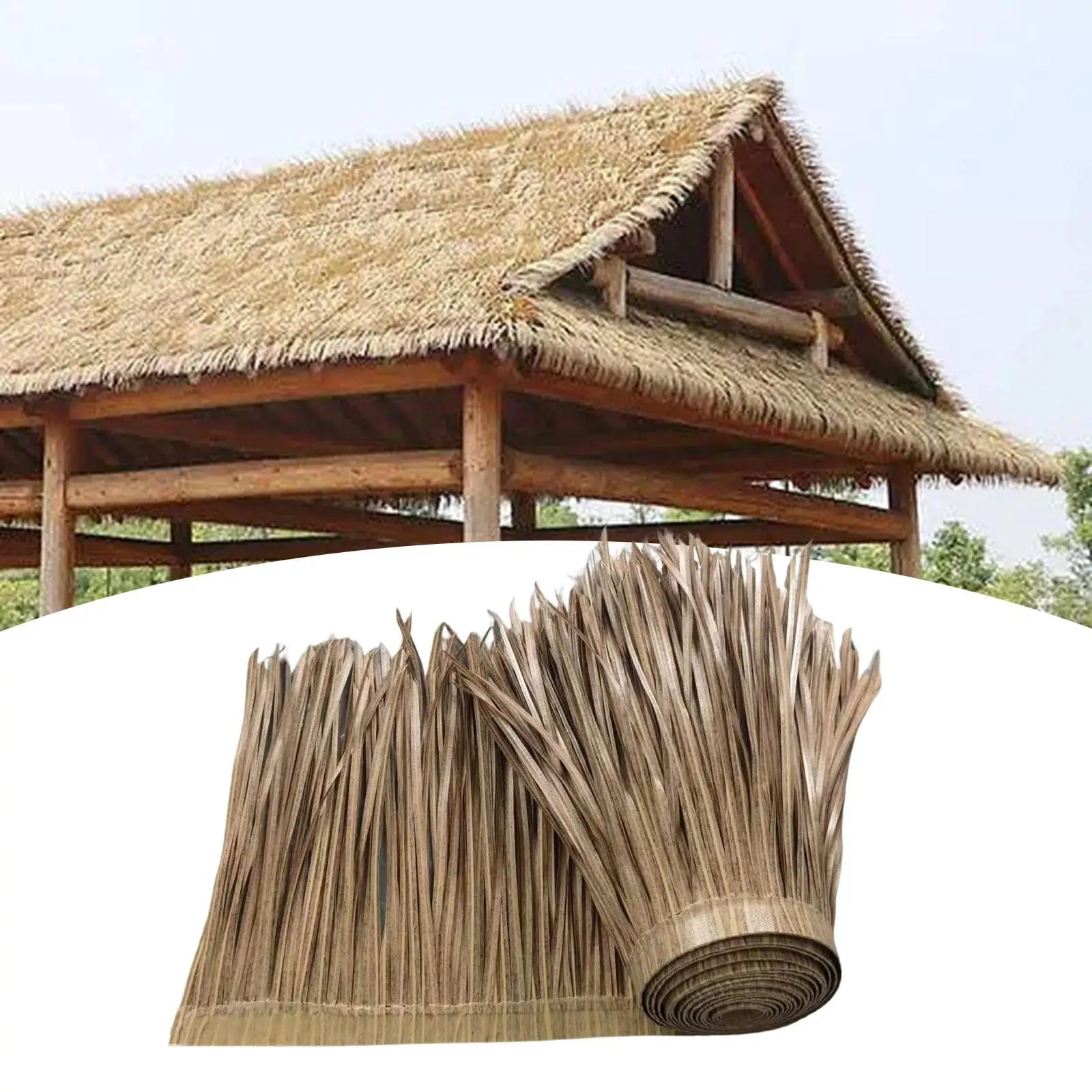 Palm Thatch Roll Hut Thatch, Artificial Thatch Roofing Trimming Shutters, Roof