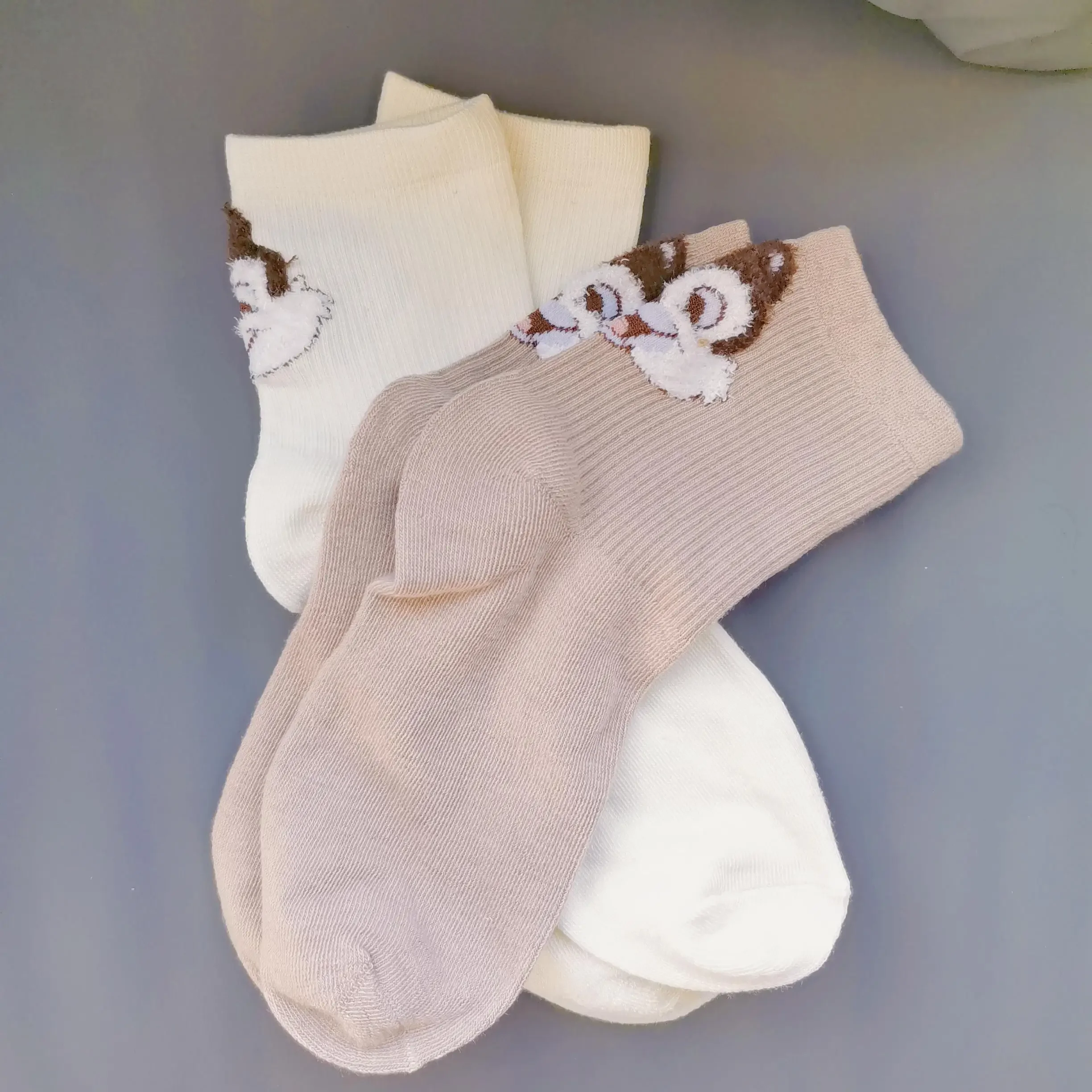 2Pairs Kawaii Chip Dale Warm Socks Student Anime Autumn Winter Embroidery Cotton Breathable Socks Cosplay Accessory