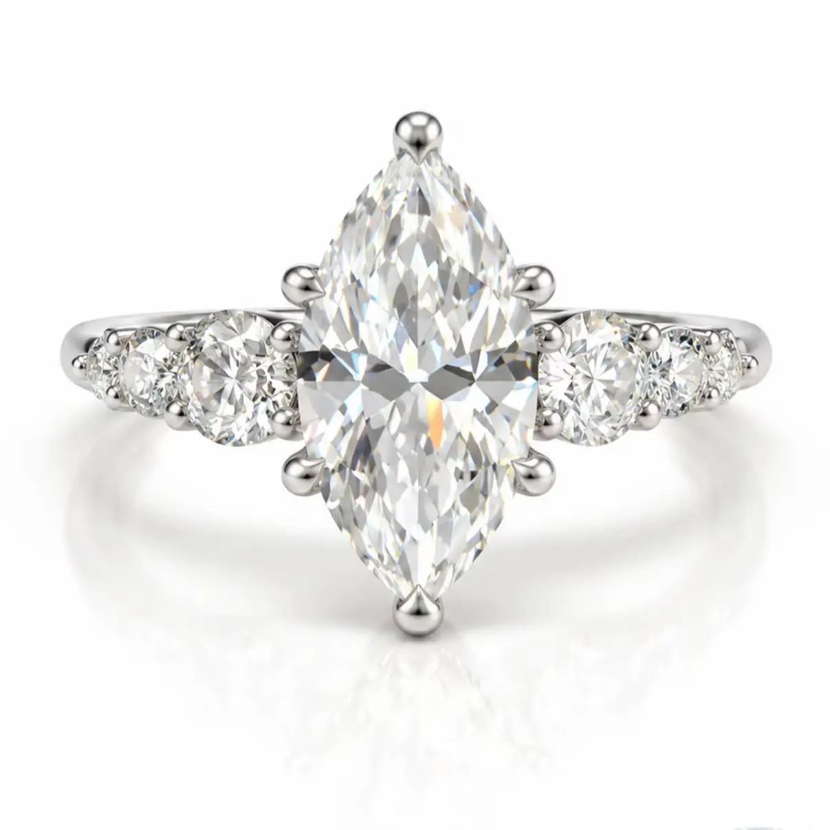 925 Silver 3-Carat Marquise-Cut Moissanite Statement Ring – A Versatile Engagement/Proposal Ring for Men and Women