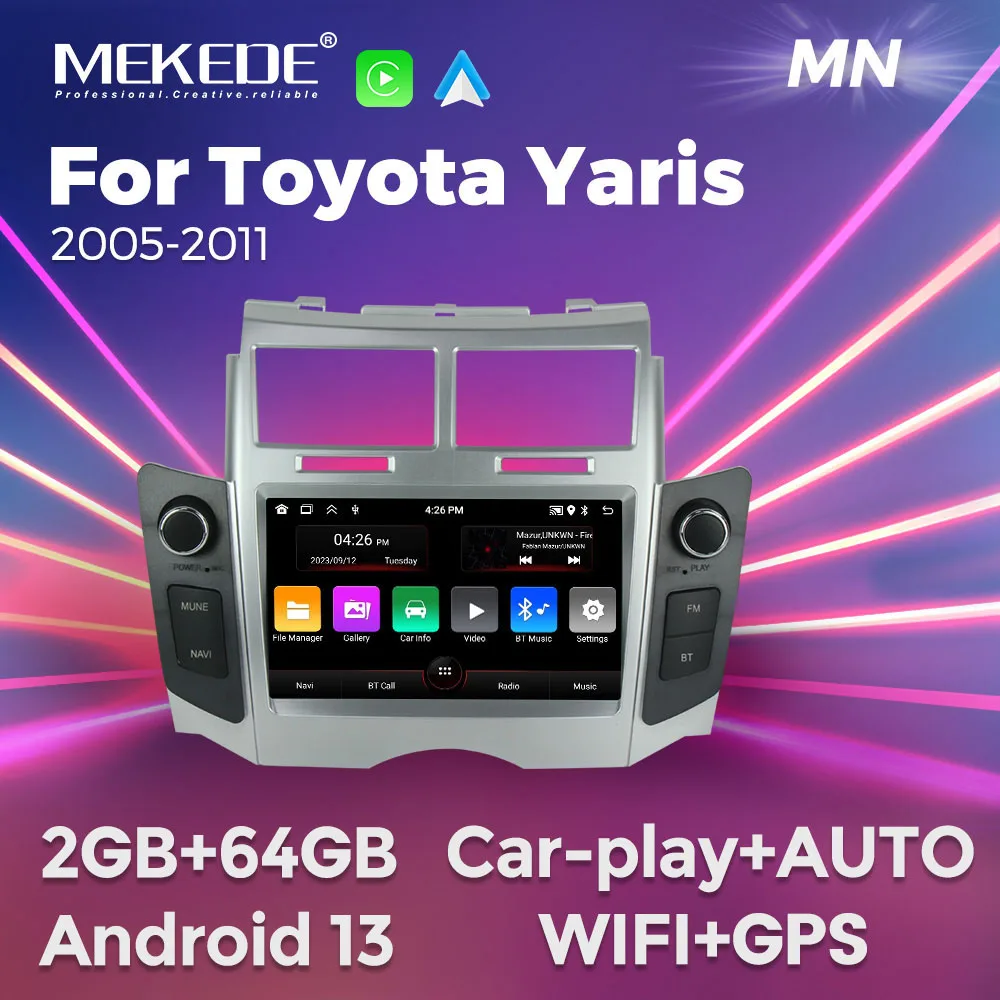 

MEKEDE для Toyota Yaris XP90 Vitz Platz 2005-2011 7-дюймовый автомобильный радиоприемник GPS CarPlay центральные мультимедийные плееры интеллектуальные автомобильные системы
