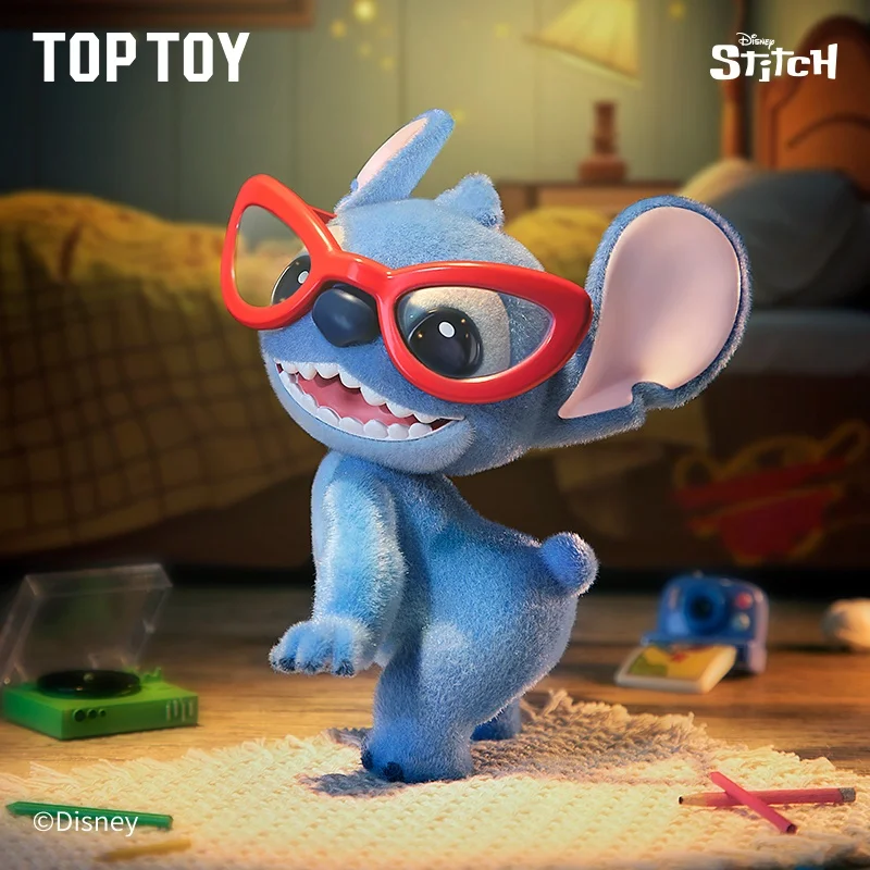 Officiële Disney Stitch Flocked Blind Box - schattig verzamelfiguur, Kawaii bureaudecor, verrassingscadeau voor kinderen, volwassenen, fans