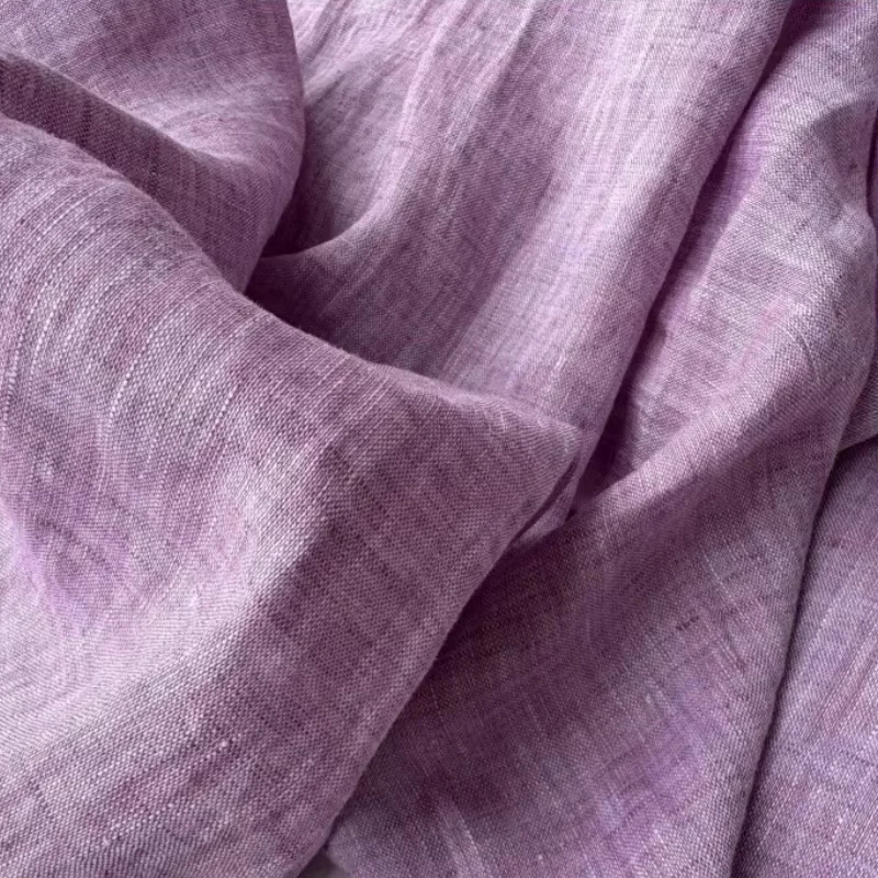 

Original hand-washed colored woven pure linen summer sweet potato purple-pink blouse dress. Designer: Linen fabric