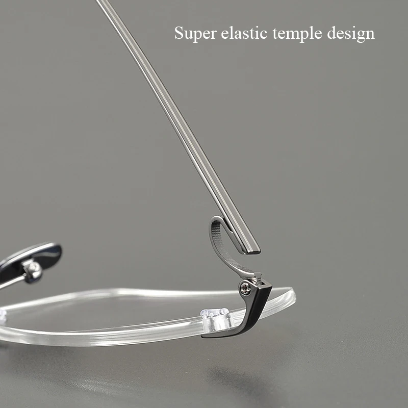 BCLEAR Men's Pure Titanium Rimless Eyeglasses Frames Ultralight Business Spectacle Frame Elastic Legs Frameless 2023 New Fashion