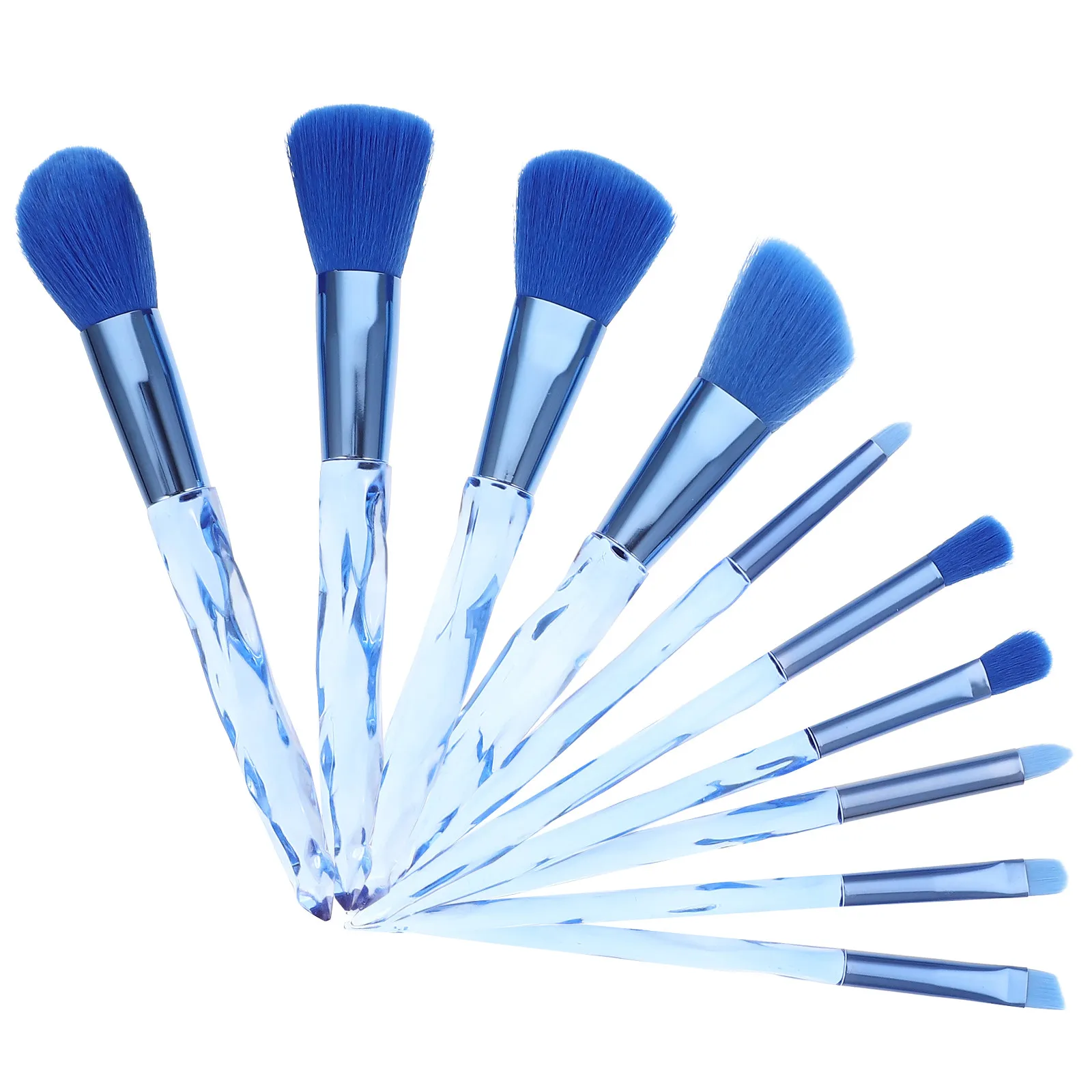 10Pcs Plastic Handle Makeup Brush Set High-End Finish Long-Lasting Bristles Safe Washable Beauty Accessories for Full Face