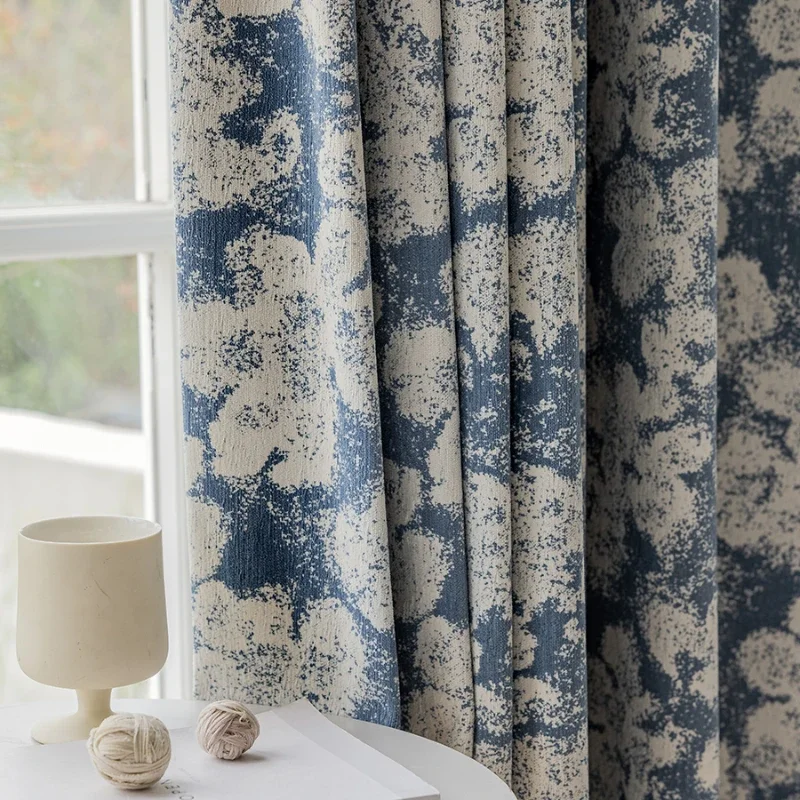 Curtains for Living Dining Room Bedroom New American Chenille Blackout Double-sided Jacquard Warm Pastoral Fresh