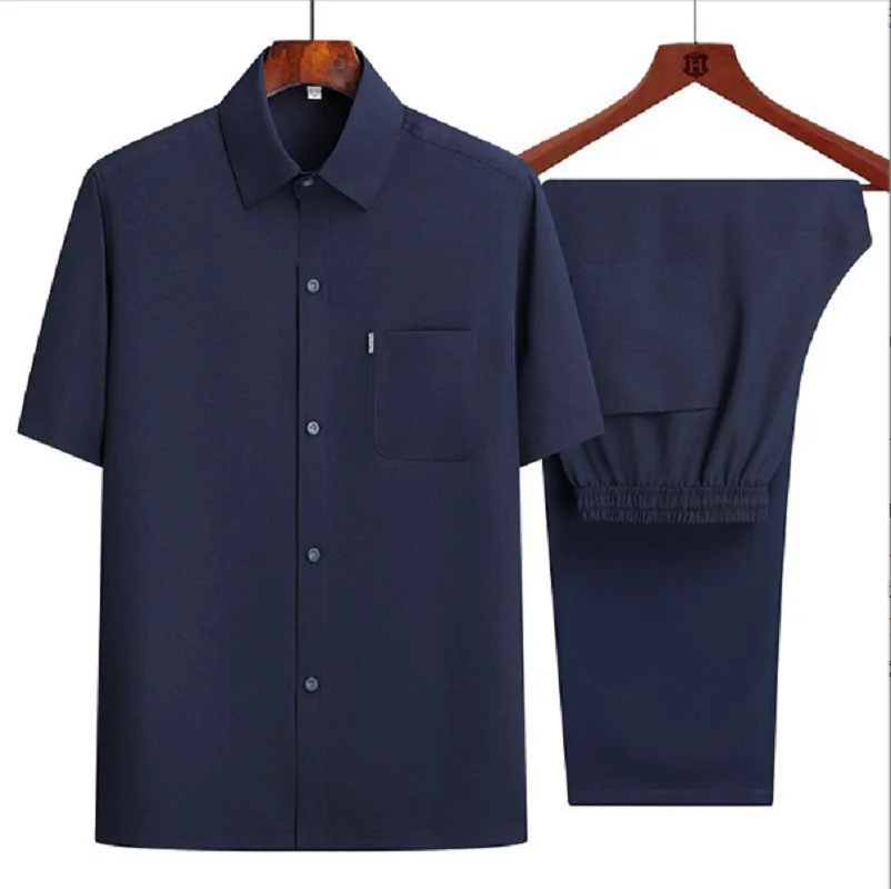 

Wholesale New Chinese Style Men's Short Sleeve Suits Spring Summer Comfortable Breathable Casual Sport T-shirt Pants Sets M-4XL