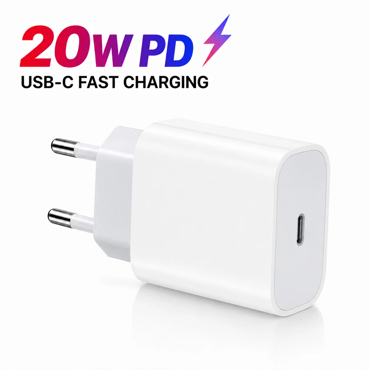 20W PD Fast Charger EU Plug USB C Wall Adapter Type C Cable Quick Charge Power Adapter for iPhone iPad Samsung OnePlus Mobile Ph